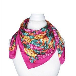 Vintage silk floral neck / hair scarf